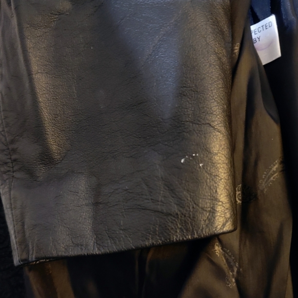 Winlit ✦ 80s Black Genuine Leather Trench Coat ✦ Paneled Longline Vintage Broad - Picture 11 of 16